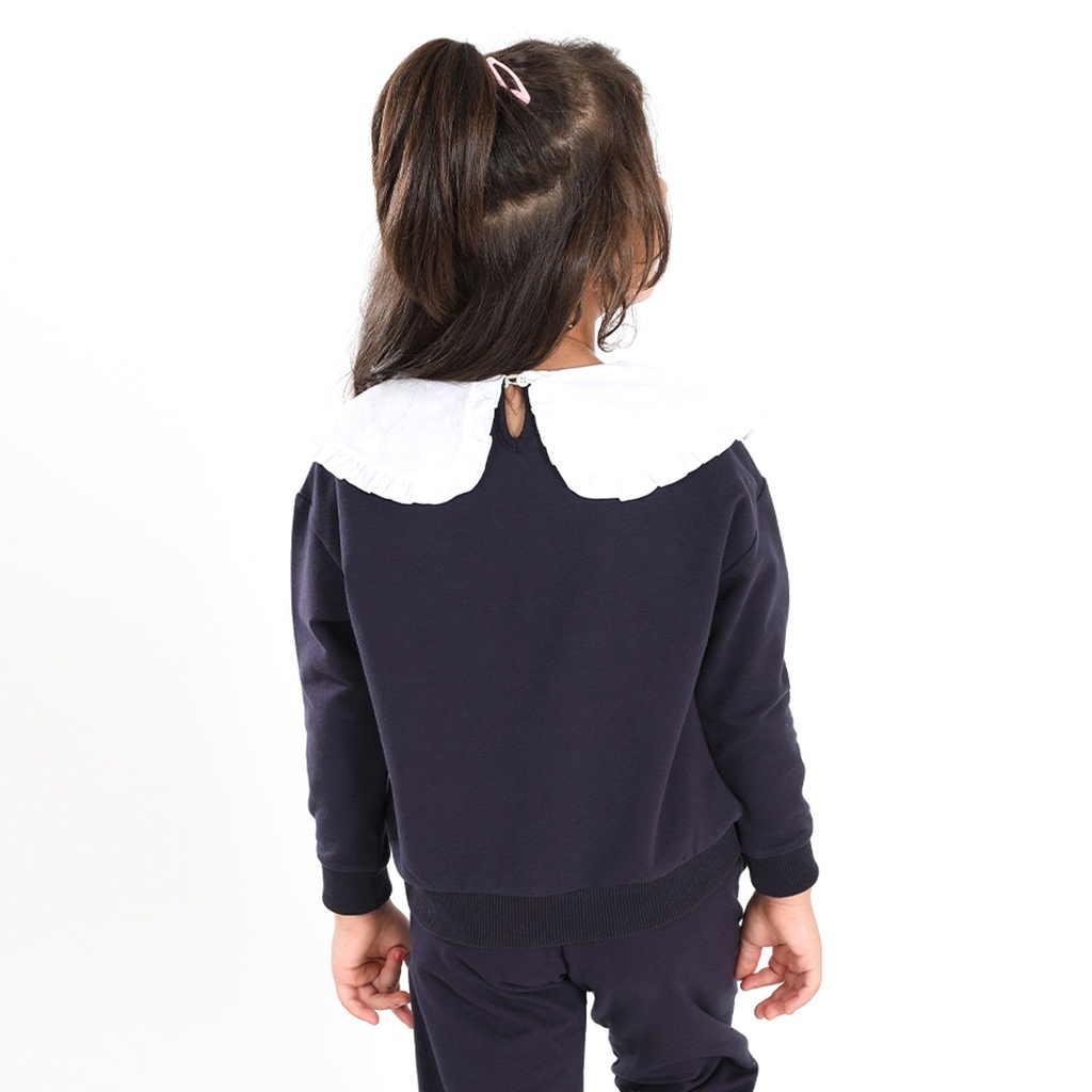 Sweat fille col claudine avec broderie Kontakt